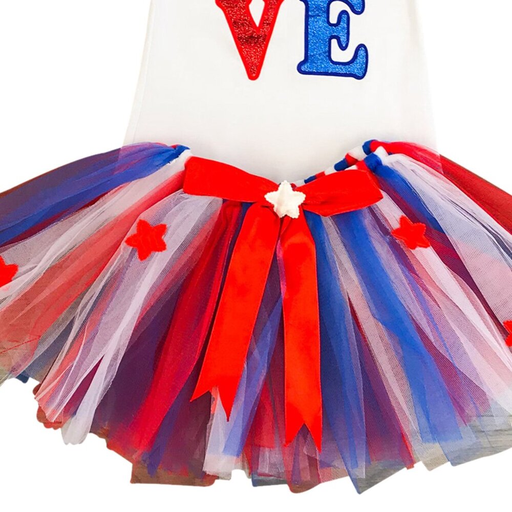 Toddler Girls Unicorn American 4th of July Fireworks Outfit Clothing Set 2PCS - Picture 4 of 5